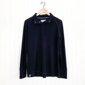Free Fly Mens 1/4 Snap Long Sleeve Pullover Size M Performance‎ Bamboo Black
